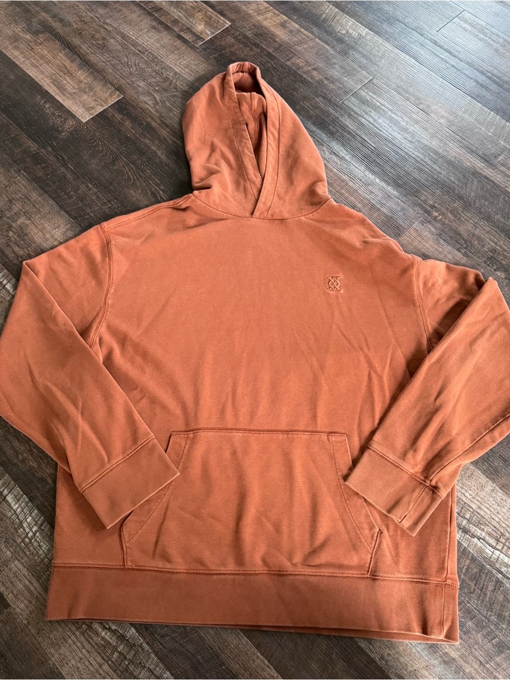 Express Men's Rust Orange Hoodie Sweatshirt LG